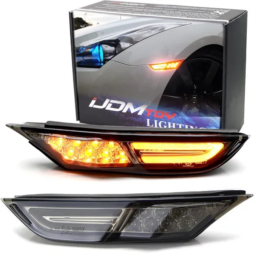 Vista 10 de iJDMTOY JDM - Kit de luz de marcador lateral frontal 3D ámbar transparente compatible con Nissan GT-R 2007 en adelante, alimentado por 30 diodos