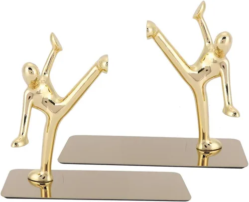 Vista 7 de Sujetalibros, Sujetalibros de acero inoxidable Escritorio Pequeño Estantería Kung Fu Figura Estantería Sujetalibros Cocina para la Escuela Familia