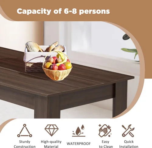 Vista 6 de ECOTOUGE Mesa de comedor de madera para 6-8, 63 pulgadas de largo x 31 pulgadas de ancho x 30 pulgadas de alto, mesa rectangular grande de granja