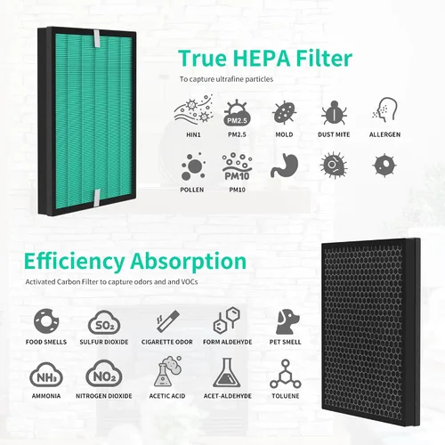 Vista 4 de Filtro de repuesto mejorado 150 para Coway Airmega 150 (AP-1019C) y purificador de aire Airmega 160, filtro HEPA verde verdadero y filtro de carbón