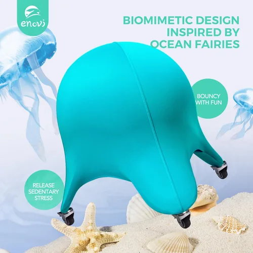 Vista 6 de Silla Original de Bola Estrella de Mar, Silla de Bola de Yoga, Silla de Bola de Ejercicio, Diseño Ergonómico para Escritorio de Oficina en Casa Azul