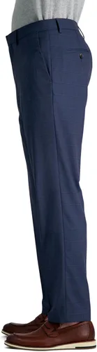 Vista 2 de Haggar Pantalón separado de traje de ajuste a medida elástico prémium para hombre, Azul Heather - Pantalón