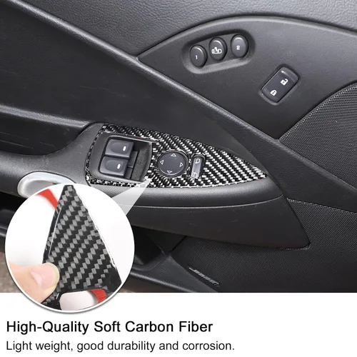 Vista 2 de PIUGILH Adhesivos para cubierta de marco de interruptor de elevación de ventana de automóvil, adhesivo de decoración de panel de fibra de carbono