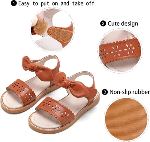 Vista 4 de GINFIVE Sandalias para niñas pequeñas, zapatos de verano para niñas pequeñas