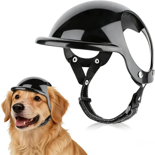 Vista 11 de LESYPET Casco para perros extra pequeños, casco de motocicleta ajustable para perros con diseño de agujero para las orejas, ideal para montar al