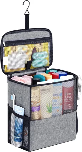 Vista 13 de Lifewit Bolsa Organizadora de Ducha de Malla Portátil Artículos Esenciales para Dormitorio Universitario Canasta Tote Organizadora para Baño