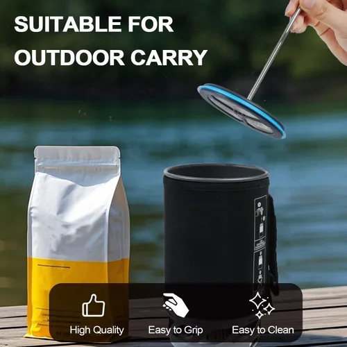 Vista 3 de Paquete de 2 cafeteras de prensa francesa de silicona compatibles con estufas de camping Jetboil Flash, cafetera de prensa francesa para estufas