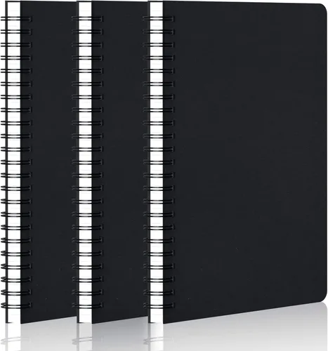 Vista 14 de EUSOAR Cuaderno de cuadrícula en espiral, 3 paquetes A4 de 11 pulgadas x 8-1/2 pulgadas, tapa dura, diario negro, 120 páginas/60 hojas de papel