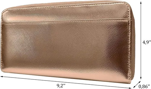 Vista 8 de Cartera de viaje organizador de documentos RFID pasaporte caso titular de la familia (oro rosa)