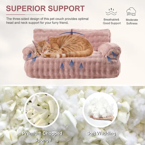 Vista 4 de Sofá cama para gatos, bonito sofá para mascotas para gatos de Rosa polvoriento