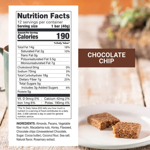 Vista 2 de Prolon Barras de ayuno 0.18 oz de proteína, 0.17 oz de fibra Apto para dieta cetogénica, sin gluten, sin lácteos, a base de plantas Nutrición