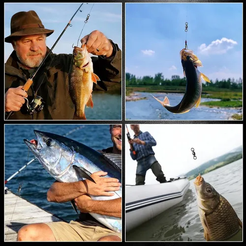 Vista 7 de FishTrip Eslabones Giratorios de Pesca con Rodamiento de Bolas 30/50 piezas 0#-10# Aparejo de Pesca con Anillo de Soldadura Sólida de Acero