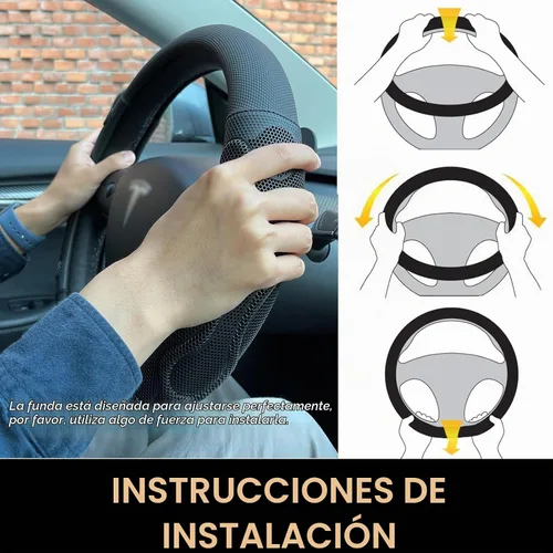 Vista 6 de PINCTROT Comfy Grip - Funda para volante para Tesla Model Y/3 2016-2025 2026 Standard/Highland/Juniper, forma de D de 14 pulgadas tamaño pequeño