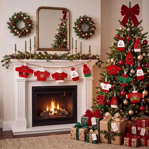 Vista 6 de 14 adornos de suéter feo para decoración de árbol de Navidad