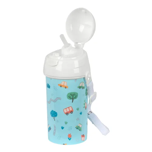 Vista 4 de Botella de Agua Safta Coches Azul PVC 500 ml