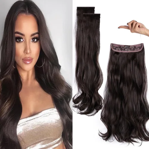 Vista 12 de Extensiones de cabello invisibles con halo mejorado con 3 piezas de diadema ajustable, largo, ondulado, extensiones de cabello rubio decolorado