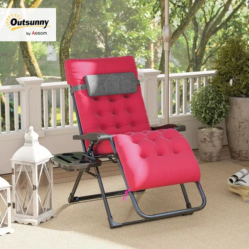Vista 2 de Outsunny Zero Gravity - Silla reclinable con cojín, color rojo