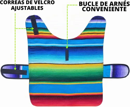 Vista 2 de Poncho de perro hecho a mano de Authentic Mexican Blanket; ropa para perros, suéter, abrigo, XXS