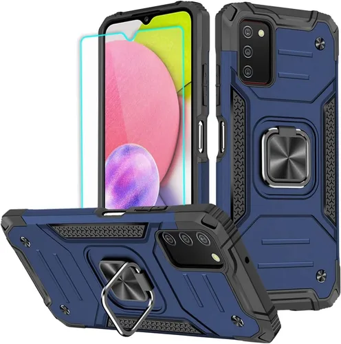 Vista 12 de HNHYGETE Funda para Samsung Galaxy A03s, Samsung A03s, con protector de pantalla HD, soporte giratorio de grado militar de 360° (resistente) a Negro
