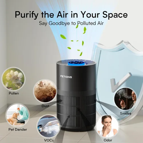 Vista 2 de Purificadores de aire para dormitorio y hogar, filtro de aire silencioso con luz nocturna de modo de sueño