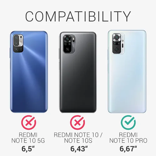 Vista 6 de kwmobile Funda compatible con Xiaomi Redmi Note 10 Pro - Funda de silicona TPU con acabado suave - Negro
