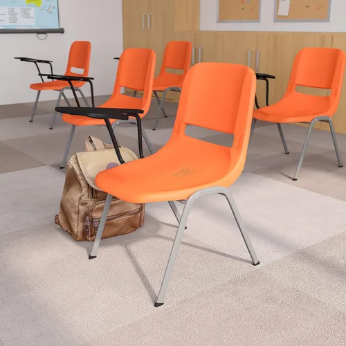 Vista 11 de EMMA + OLIVER Silla ergonómica negra con tableta abatible para zurdos - Escritorio con brazo para tableta Flip-Up Tablet Arm, Shell Seat