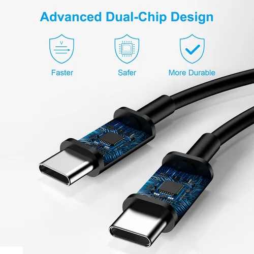 Vista 3 de Cargador USB C súper rápido, cargador tipo C bloque de carga rápida con cable tipo C a C de 6 pies para Galaxy S25 Negro