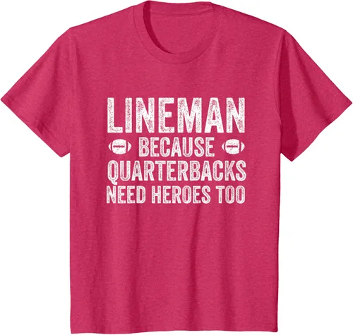Vista 85 de Lineman Because Quarterbacks Need Heroes Camiseta de fútbol linieros S Negro