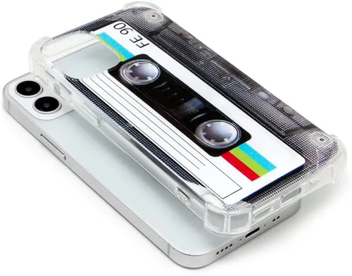 Vista 5 de FAteamll Funda para iPhone 12 Mini, acabado mate, resistente, suave, con esquinas reforzadas, TPU suave, parachoques retro, funda de cinta de casete
