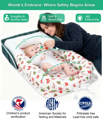 Vista 2 de Tumbona para bebé, tumbona portátil plegable de viaje para recién nacido de 0 a 12 meses, lavable y ligera, nido para bebé con toldo, nido de bebé