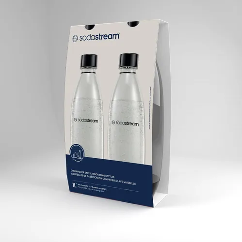 Vista 2 de SodaStream - Paquete doble de botellas delgadas de 1 litro aptas para lavavajillas (color negro)
