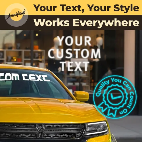 Vista 2 de Calcomanía de vinilo personalizada, diseño personalizado con tu propio nombre, duradero, resistente a la intemperie, ventana de coche, barco
