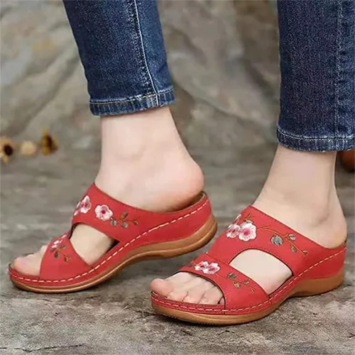 Vista 53 de Ladmiple Sandalias ortopédicas florales de moda 2023 con soporte de arco, zapatillas romanas casuales con puntera abierta