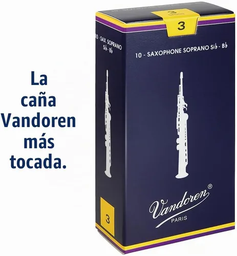 Vista 2 de Vandoren SR203 - Cañas tradicionales para saxofón soprano Fuerza 3; Caja de 10