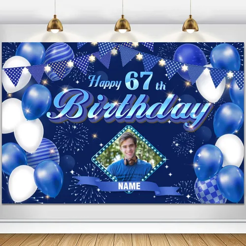 Vista 49 de Dicodes Fondo de decoración de feliz cumpleaños número 100 color azul marino personalizado, cartel con purpurina, pancarta, suministros