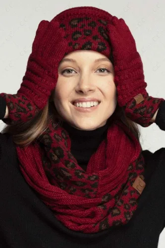Vista 8 de ScarvesMe Juego de 3 bufandas y guantes para mujer, diseño de cola de caballo