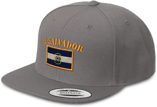 Vista 11 de Sombrero de Snapback personalizado para hombre, sombreros de ala plana, bordado de bandera de El Salvador, sombrero de factura plana bordado