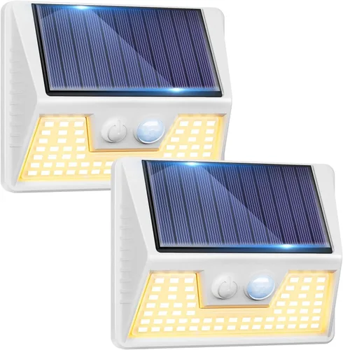 Vista 14 de vighep Paquete de 12 luces solares de movimiento para exteriores, luces impermeables para valla al aire libre, luces LED de pared blancas cálidas