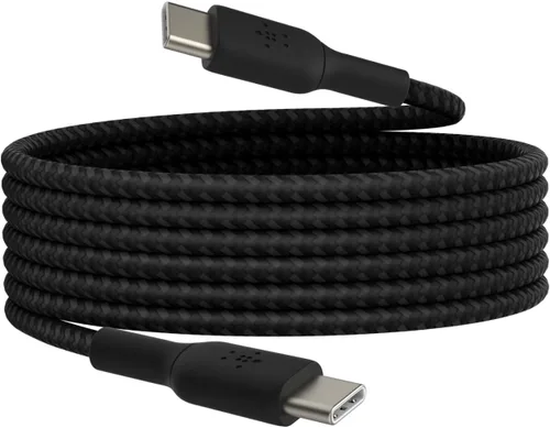 Vista 15 de Belkin BoostCharge - Cable trenzado USB-C a USB-C (1M/3.3 pies) para iPhone 16, iPhone 16 Pro, iPhone 16 Pro Max, Galaxy S25, S24, Note, Pixel 9