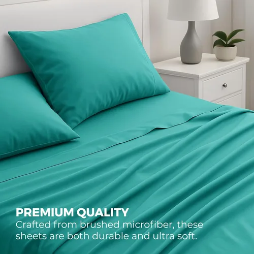 Vista 6 de Pure Bedding Juego de Sábanas Twin - Sábanas de Cama de Microfibra Ultra-Suave 1800 - Doble Cepillado - Bolsillos Profundos - Ajuste Fácil - Extra