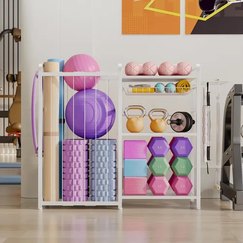 Vista 6 de Homsorout Garage Sports Equipment Organizer, Ball Storage for Gear and Toys, Large Capacity, Sports Organizer for Garage with Hooks and Baskets