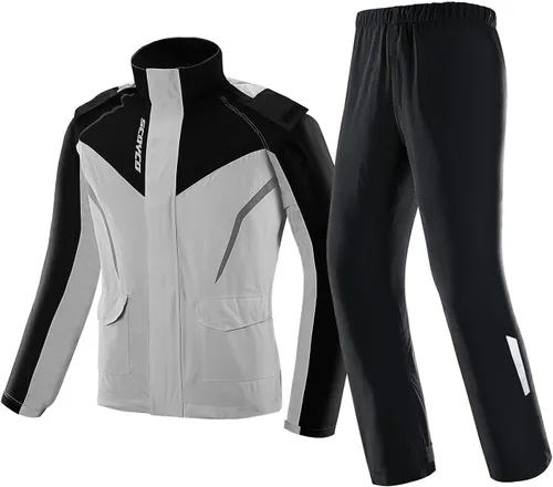 Vista 9 de Scoyco Traje de lluvia para motocicleta, chaqueta y pantalones reflectantes para lluvia