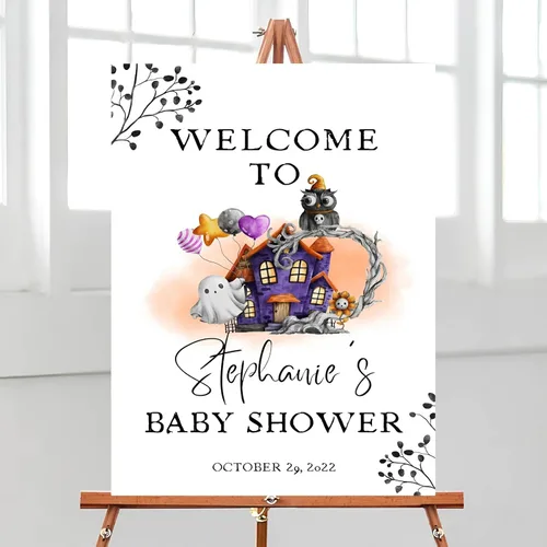 Vista 5 de Letrero de bienvenida para baby shower, tema oscuro, varios tamaños