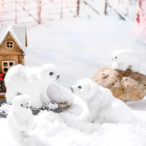 Vista 4 de Yinder 4 piezas Adorno de Navidad de Oso Polar Grande Oso Polar de Peluche Blanco con Bufanda Animales Colgantes de Oso Polar de Peluche Realistas