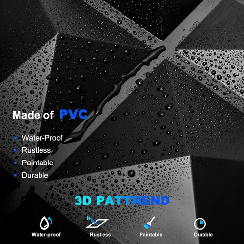 Vista 4 de Art3dwallpanels Paquete de 20 paneles de pared 3D para decoración de pared interior, 12 x 12 pulgadas, paneles de diamante blanco para sala
