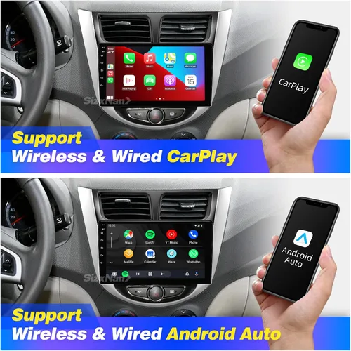 Vista 2 de Pantalla táctil Android compatible con Carplay Android Auto, radio de coche, estéreo, Bluetooth, navegación, reproductor multimedia, GPS, WiFi