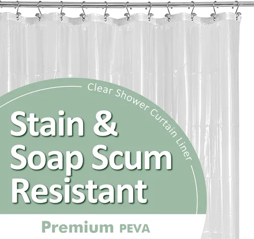 Vista 35 de Barossa Design - Forro de cortina estrecho de PEVA para ducha, con 3 imanes, impermeable, para cabina de baño pequeña, sin PVC, ojales metálicos