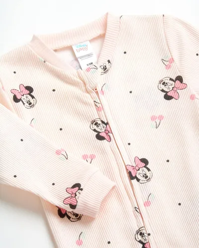 Vista 3 de Disney Mameluco de Minnie Mouse para bebé niña, paquete de 2 mamelucos con pies (0-9 meses)