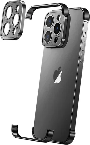 Vista 16 de Losin Funda compatible con iPhone 15 con protector de lente de cámara, metal de aluminio, sin marco, diseño sin bordes, delgada y ligera, a prueba