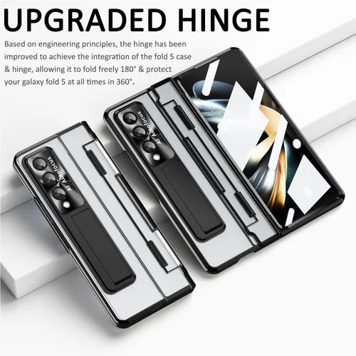 Vista 2 de Miimall Funda compatible con Samsung Galaxy Z Fold 5 con protección mejorada de bisagra, película de lente de cámara, protector de pantalla frontal